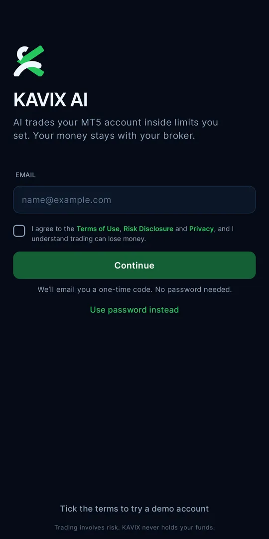 KAVIX AI app: Sign in